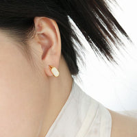 Geometry Irregular Rectangle Crystal Sterling Silver Hoop Earrings