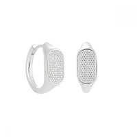 Geometry Irregular Rectangle Crystal Sterling Silver Hoop Earrings