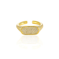 Irregular Rectangle Micro Setting Crystal Adjustable Ring