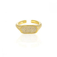 Irregular Rectangle Micro Setting Crystal Adjustable Ring