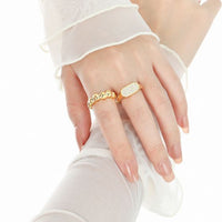 Irregular Rectangle Micro Setting Crystal Adjustable Ring