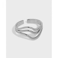 Wavy Line Texture S925 Open Ring