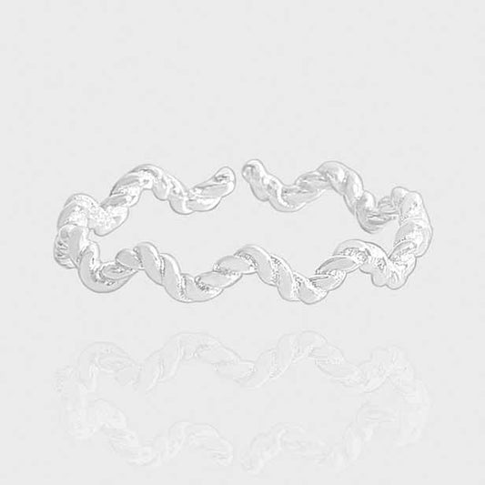 Irregular Twisted Wave 925 Sterling Silver Adjustable Ring