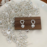 Anniversary Heart Bead 925 Sterling Silver Dangle Earrings