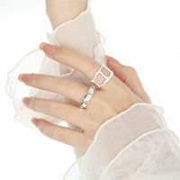 Irregular Rhombus Sterling Silver Adjustable Ring