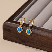 Blue Natural Opal Star Earrings in 925 Sterling Silver