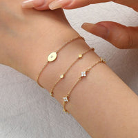 Four Leaf Clover and Round Opal Crystal 925 Sterling Silver Bracelet