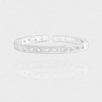 Honey Moon Hollow Hearts 925 Sterling Silver Adjustable Ring