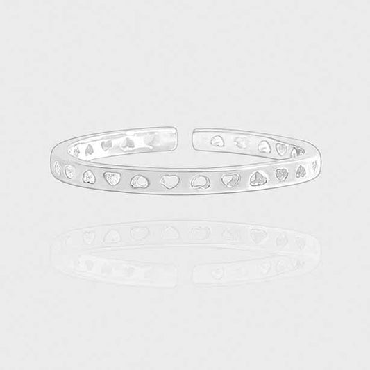 Honey Moon Hollow Hearts 925 Sterling Silver Adjustable Ring