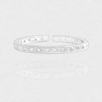 Honey Moon Hollow Hearts 925 Sterling Silver Adjustable Ring