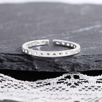 Honey Moon Hollow Hearts 925 Sterling Silver Adjustable Ring