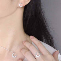 Irregular Crescent Moon 925 Sterling Silver Adjustable Ring