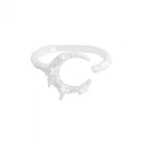 Irregular Crescent Moon 925 Sterling Silver Adjustable Ring
