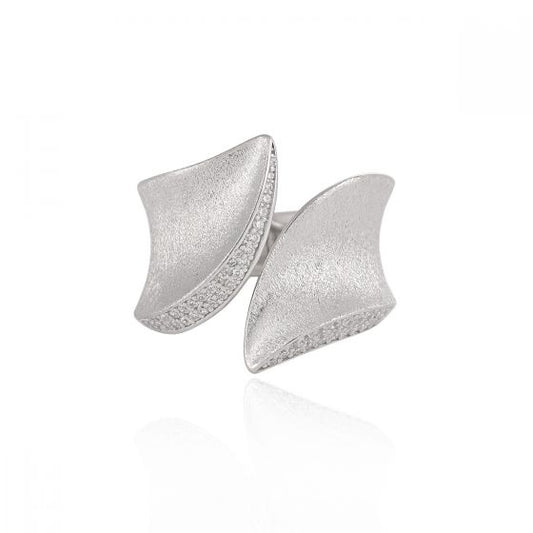 Irregular Geometric CZ Border Adjustable Ring