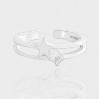 Double Layer Shining Star Adjustable 925 Sterling Silver Ring