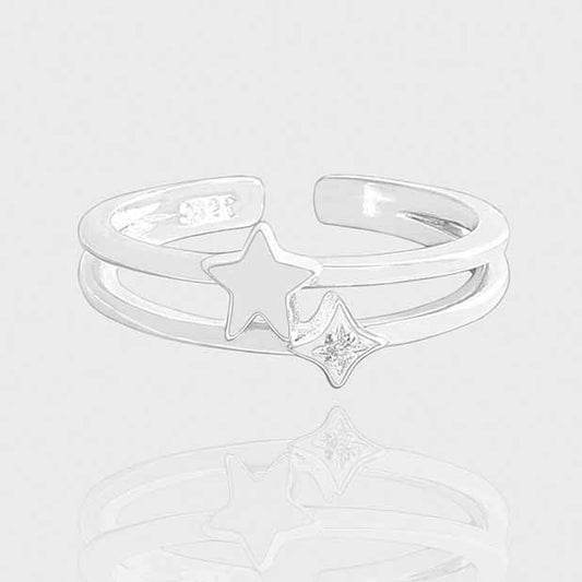 Double Layer Shining Star Adjustable 925 Sterling Silver Ring