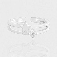 Double Layer Shining Star Adjustable 925 Sterling Silver Ring