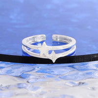 Double Layer Shining Star Adjustable 925 Sterling Silver Ring