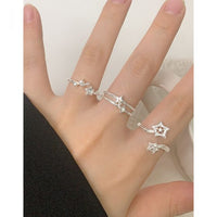 Double Layer Shining Star Adjustable 925 Sterling Silver Ring
