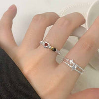 Double Layer Shining Star Adjustable 925 Sterling Silver Ring