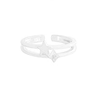 Double Layer Shining Star Adjustable 925 Sterling Silver Ring