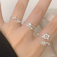 Classic Irregular Stars 925 Sterling Silver Adjustable Ring