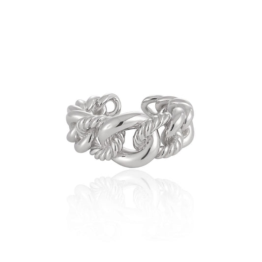 Hollow Twisted Curb Chain Adjustable Ring