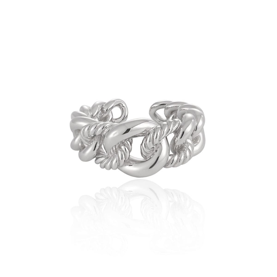 Hollow Twisted Curb Chain Adjustable Ring