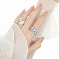 Hollow Twisted Curb Chain Adjustable Ring