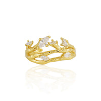 Tree Branch Cubic Zirconia Adjustable Ring in 925 Sterling Silver