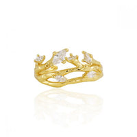 Tree Branch Cubic Zirconia Adjustable Ring in 925 Sterling Silver