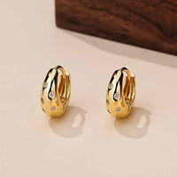 Wide Round Crystal Hoop Earrings, 925 Sterling Silver, 18K Yellow Gold