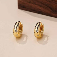 Wide Round Crystal Hoop Earrings, 925 Sterling Silver, 18K Yellow Gold