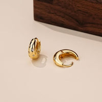 Wide Round Crystal Hoop Earrings, 925 Sterling Silver, 18K Yellow Gold