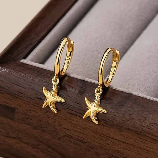 Modern Starfish Sterling Silver Leverback Earrings