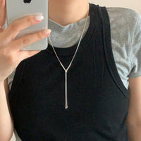 Round Bead Tassel Necklace 925 Sterling Silver