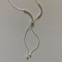 Round Bead Tassel Necklace 925 Sterling Silver