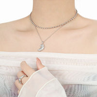 Irregular Croissant 925 Sterling Silver Necklace
