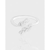 Wheat Ear and Leaf Sterling Silver Adjustable Ring