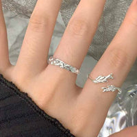 Wheat Ear and Leaf Sterling Silver Adjustable Ring