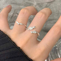 Wheat Ear and Leaf Sterling Silver Adjustable Ring