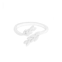 Wheat Ear and Leaf Sterling Silver Adjustable Ring