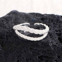 Irregular Double Layer Twisted 925 Sterling Silver Adjustable Ring