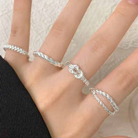 Irregular Double Layer Twisted 925 Sterling Silver Adjustable Ring