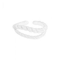 Irregular Double Layer Twisted 925 Sterling Silver Adjustable Ring