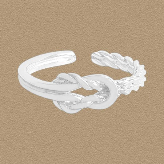 Irregular Twisted Knot 925 Sterling Silver Adjustable Ring