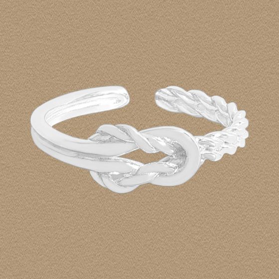 Irregular Twisted Knot 925 Sterling Silver Adjustable Ring