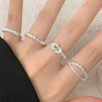Irregular Twisted Knot 925 Sterling Silver Adjustable Ring