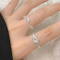 Irregular Twisted Knot 925 Sterling Silver Adjustable Ring