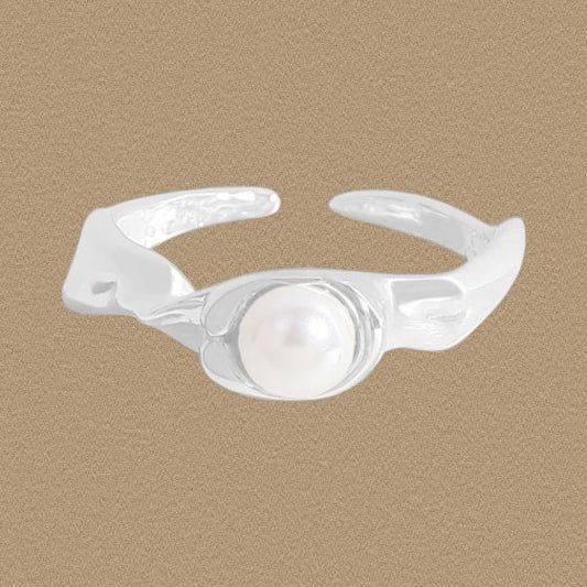 Twisted Natural Pearl 925 Sterling Adjustable Ring